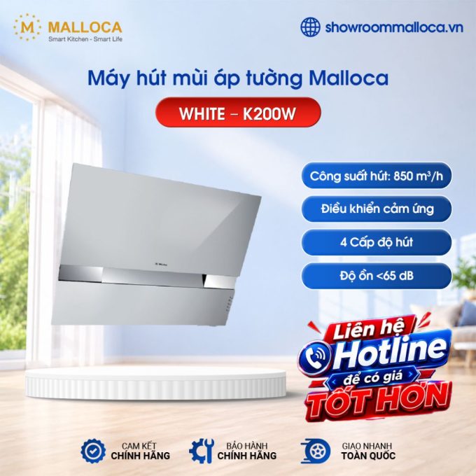 Máy hút mùi áp tường Malloca KITE White – K200W