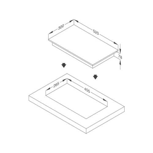 Bếp gas domino Malloca MDG 301 3 Kích thước bếp gas domino Malloca MDG 301