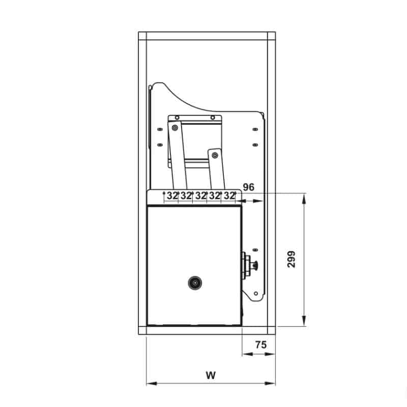 Kích thước Giá bát nâng hạ kèm ống đựng đũa Hafele 504.76.142 Kích thước Giá bát nâng hạ kèm ống đựng đũa Hafele 504.76.142