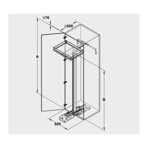 Bộ kệ 5 tầng Convoy Lavido 450mm Hafele 549.63.494 3 Kích thước của Bộ kệ 5 tầng Convoy Lavido 450mm Hafele 549.63.494