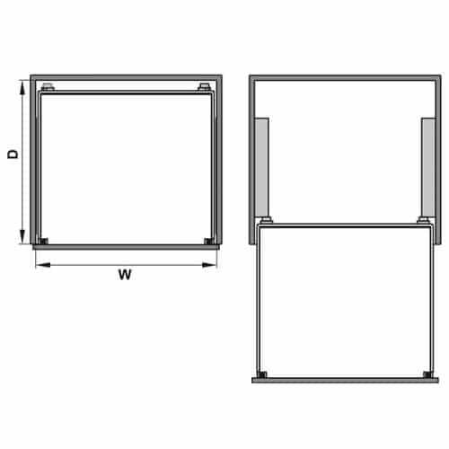 Kích thước của Bộ rổ kéo ARENA gắn cánh Hafele 540.24.505 cho tủ rộng 500mm