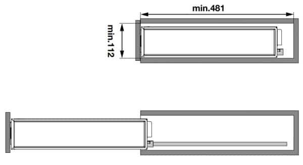 Kích thước của Bộ rổ kéo cho tủ bếp dưới Hafele 545.61.029 Kích thước của Bộ rổ kéo cho tủ bếp dưới Hafele 545.61.029