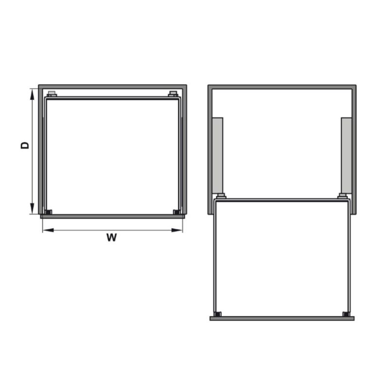 Kích thước của rổ kéo phía trước 600 mm Hafele 540.24.507 Kích thước của rổ kéo phía trước 600 mm Hafele 540.24.507