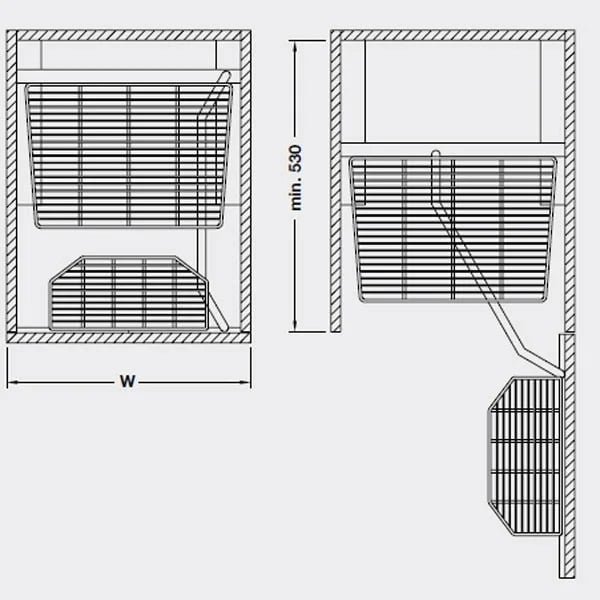 Kích thước của Phụ kiện tủ 6 tầng Milan Series-Hafele 549.91.173 Kích thước của Phụ kiện tủ 6 tầng Milan Series-Hafele 549.91.173