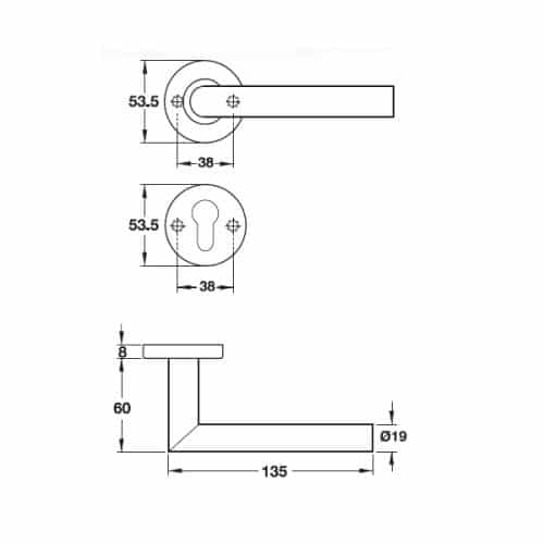 Tay nắm gạt cửa phòng Hafele 903.92.556 3 Kích thước của Tay nắm gạt cửa phòng Hafele 903.92.556