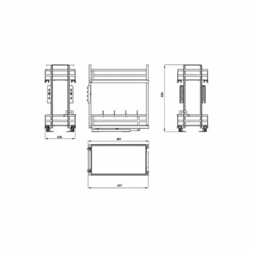 Bộ rổ gia vị Hafele Omero 549.20.823 300mm 6 Kích thước Bộ rổ gia vị Hafele Omero 549.20.823 300mm
