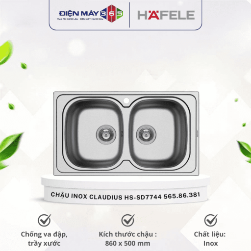Chậu inox Hafele CLAUDIUS HS-SD7744 565.86.381 (Ngừng sản xuất) 4 565 optimized.86.381