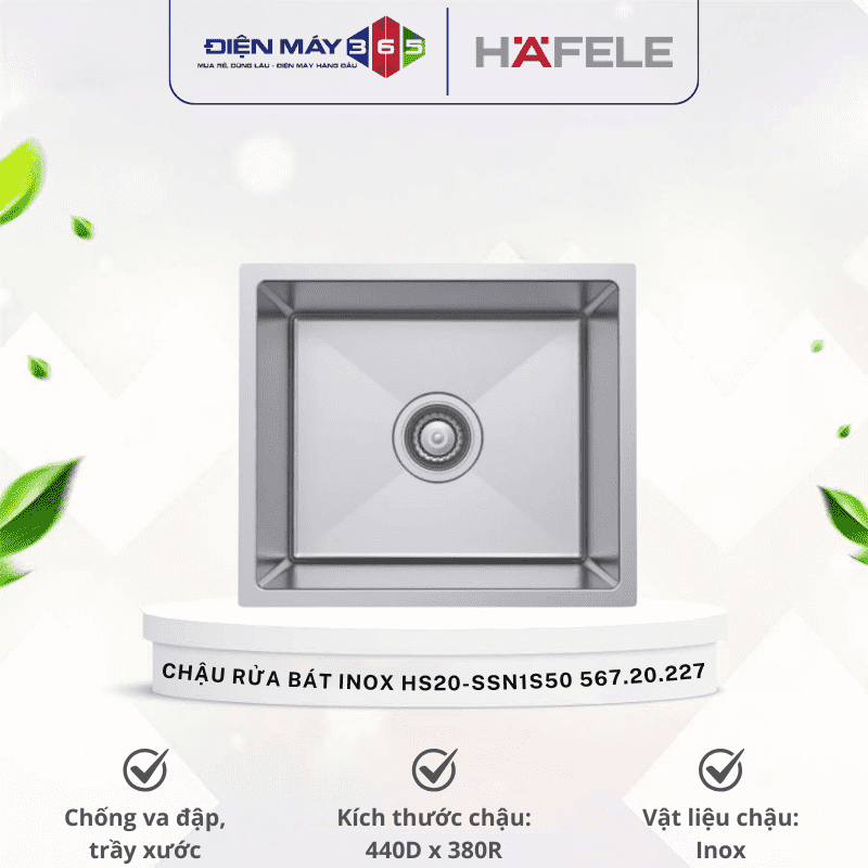 Chậu rửa bát inox Hafele HS20-SSN1S50 567.20.227 3 Chậu rửa bát inox Hafele HS20-SSN1S50 567.20.227