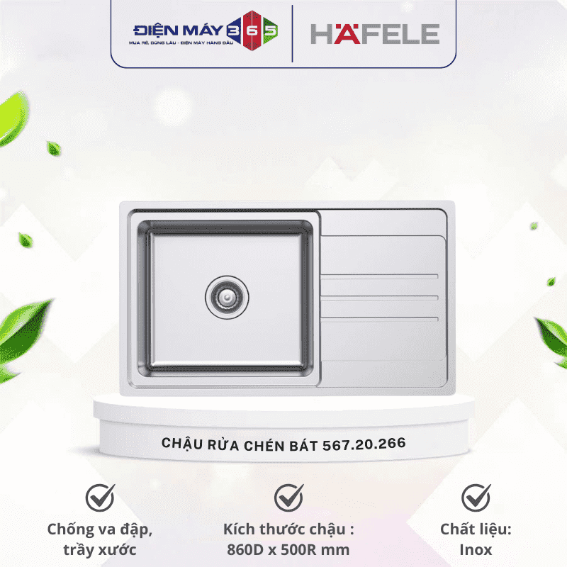 Chậu rửa chén bát Hafele VALERIAN HS-SS8650 567.20.266 3 Chậu rửa chén bát Hafele VALERIAN HS-SS8650 567.20.266