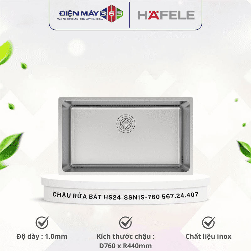 Chậu rửa bát Hafele HS24-SSN1S-760 567.24.407 3 Chậu rửa bát Hafele HS24-SSN1S-760 567.24.407