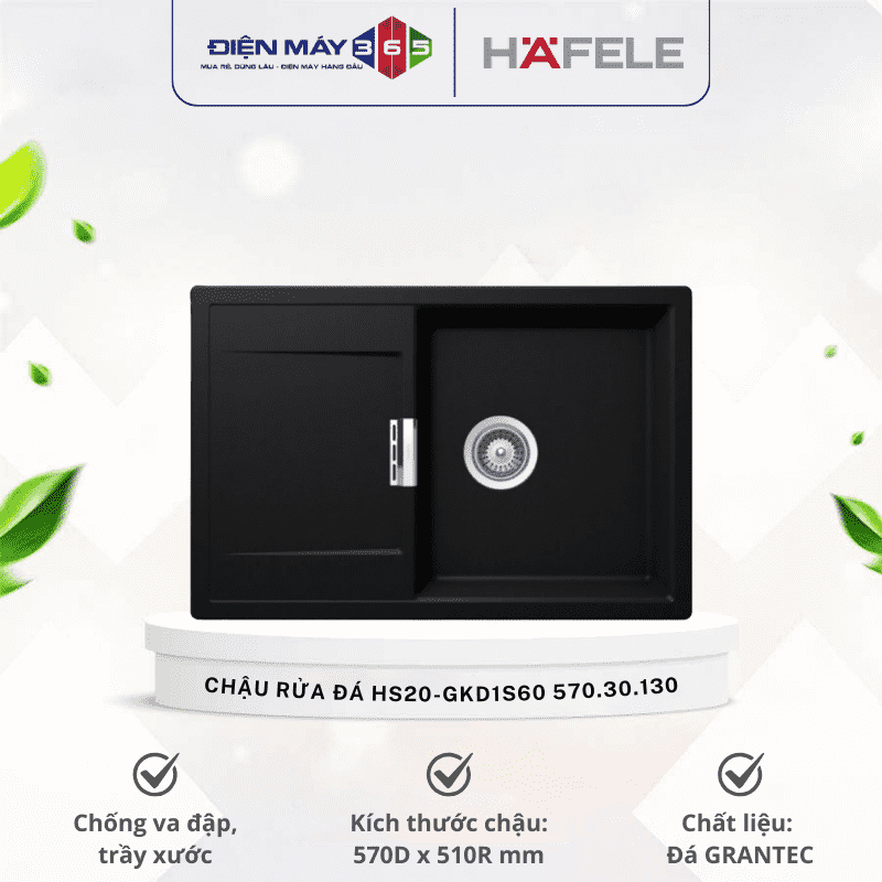 Chậu rửa bát đá Hafele HS20-GKD1S60 570.30.130 3 Chậu rửa bát đá Hafele HS20-GKD1S60 570.30.130