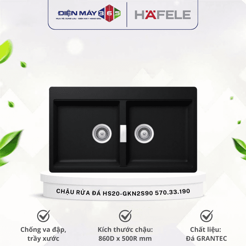 Chậu rửa bát đá Hafele HS20-GKN2S90 570.33.190 3 Chậu rửa bát đá Hafele HS20-GKN2S90 570.33.190