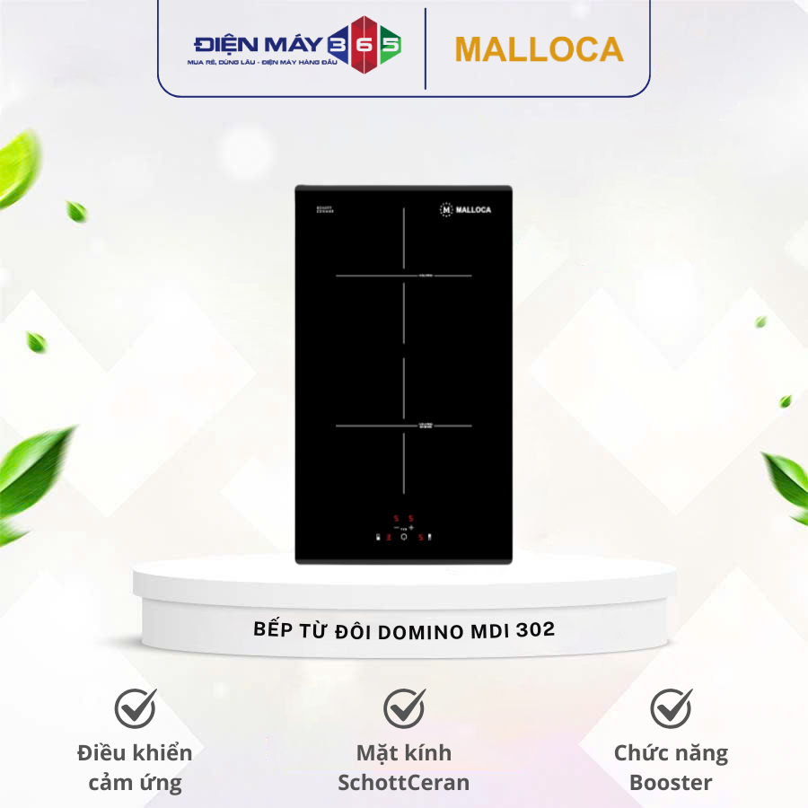 Bếp từ đôi domino Malloca MDI 302 3 Bếp từ đôi domino Malloca MDI 302