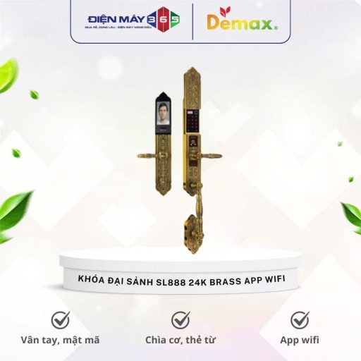 Khoa cua dai sanh – biet thu Demax SL888 24K Brass App Wifi