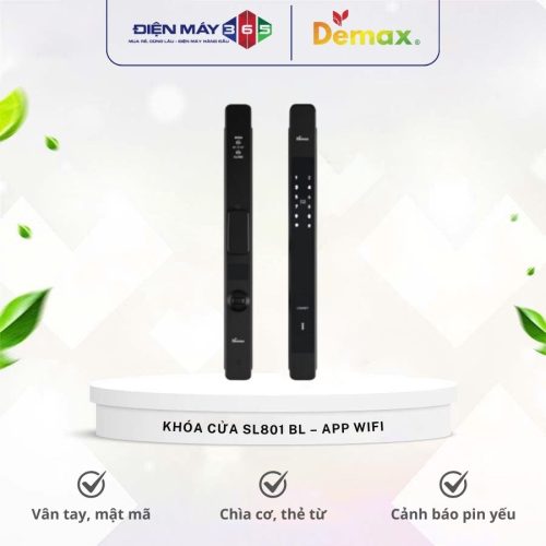Khóa cửa điện tử Demax SL801 BL - APP WIFI