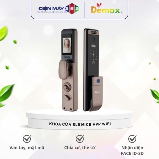 Khoa cua dien tu nhan dien khuon mat Face ID – 3D Demax SL916 CB App Wifi