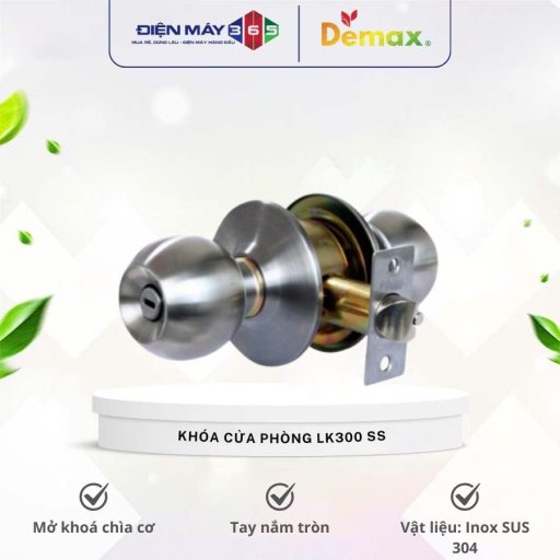 Khoa cua phong tay nam tron Demax LK300 SS