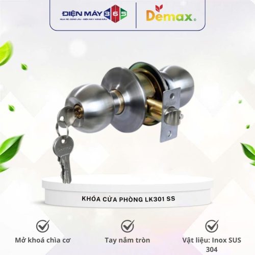 Khóa cửa phòng tay nắm tròn Demax LK301 SS