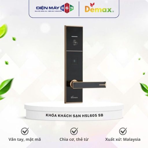 Khóa khách sạn tích hợp đầu đọc thẻ Demax HSL605 SB 6 Khoa khach san tich hop dau doc the Demax HSL605 SB
