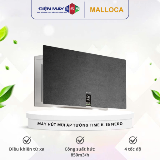 Máy hút khói khử mùi áp tường MALLOCA TIME K-15 NERO 4 May hut khoi khu mui ap tuong MALLOCA TIME K 15 NERO