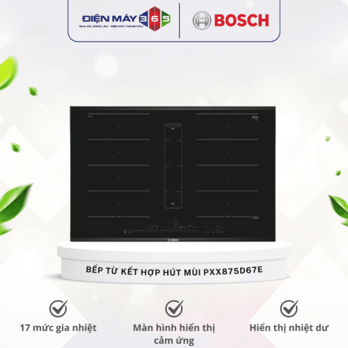 Bếp từ 4 vùng nấu kết hợp hút mùi Bosch PXX875D67E