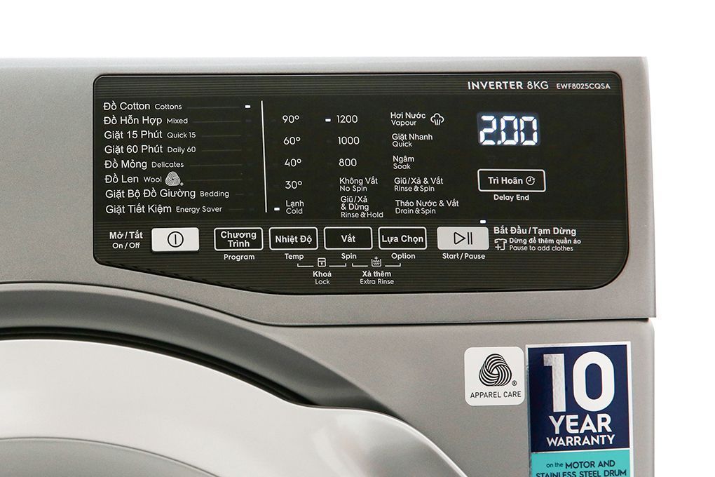 Máy giặt Electrolux EWF8025CQSA 4 Máy giặt Electrolux EWF8025CQSA - Ảnh 2