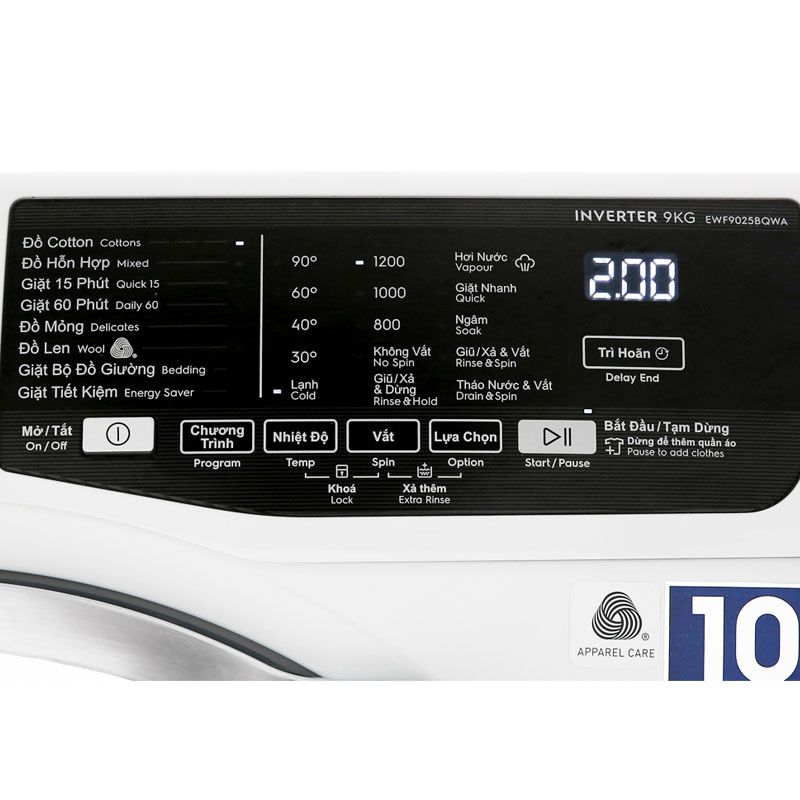 Máy giặt Electrolux EWF9025BQWA 5 Máy giặt Electrolux EWF9025BQWA - Ảnh 3