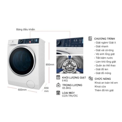 Máy Giặt Electrolux Inverter 9 Kg EWF9024P5WB cửa trước 7 Kích thước máy Giặt Electrolux Inverter 9 Kg EWF9024P5WB cửa trước