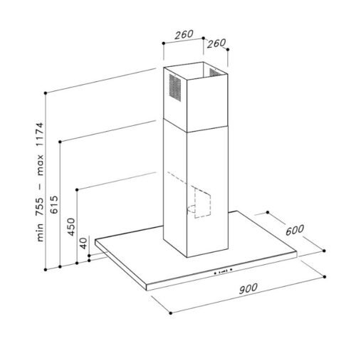 Máy hút áp tường Dudoff Atlas W (HW-S05GW) 7 Kích thước máy hút áp tường Dudoff Atlas W (HW-S05GW)