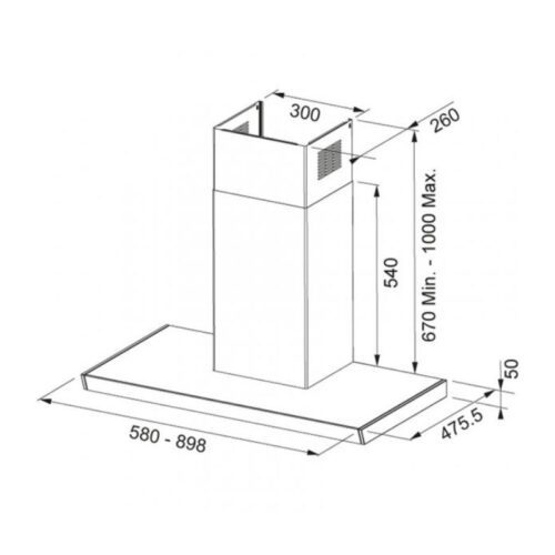 Máy hút khử mùi Franke FS TS 906 W XS CH 110.0377.522 7 Kích thước máy hút khử mùi Franke FS TS 906 W XS CH 110.0377.522