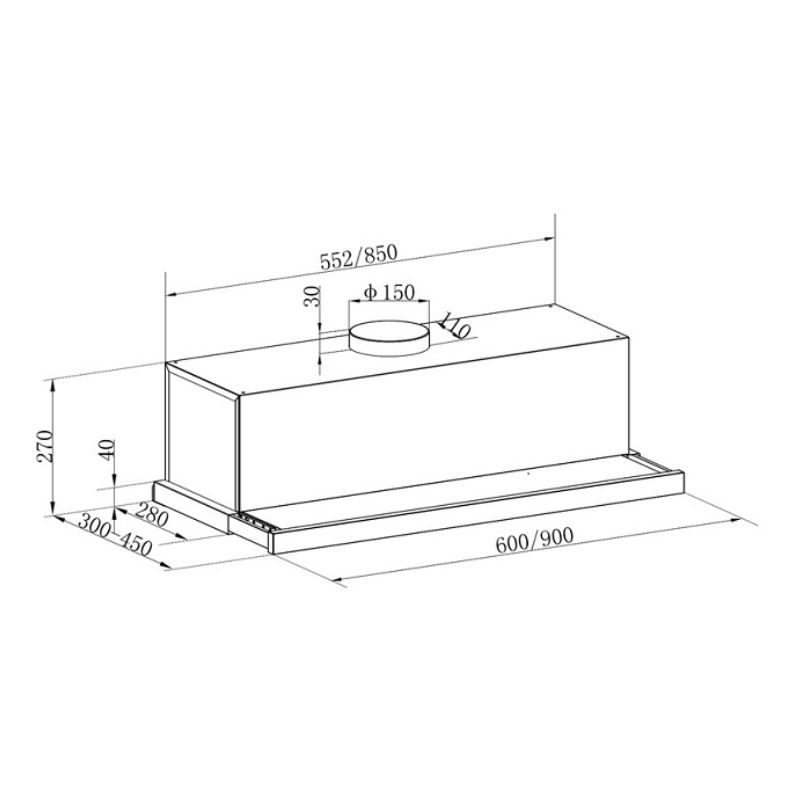 Máy hút mùi âm tủ hiệu Franke CXW-200-FPG605 315.0575.869 5 Kích thước máy hút mùi âm tủ hiệu Franke CXW-200-FPG605 315.0575.869