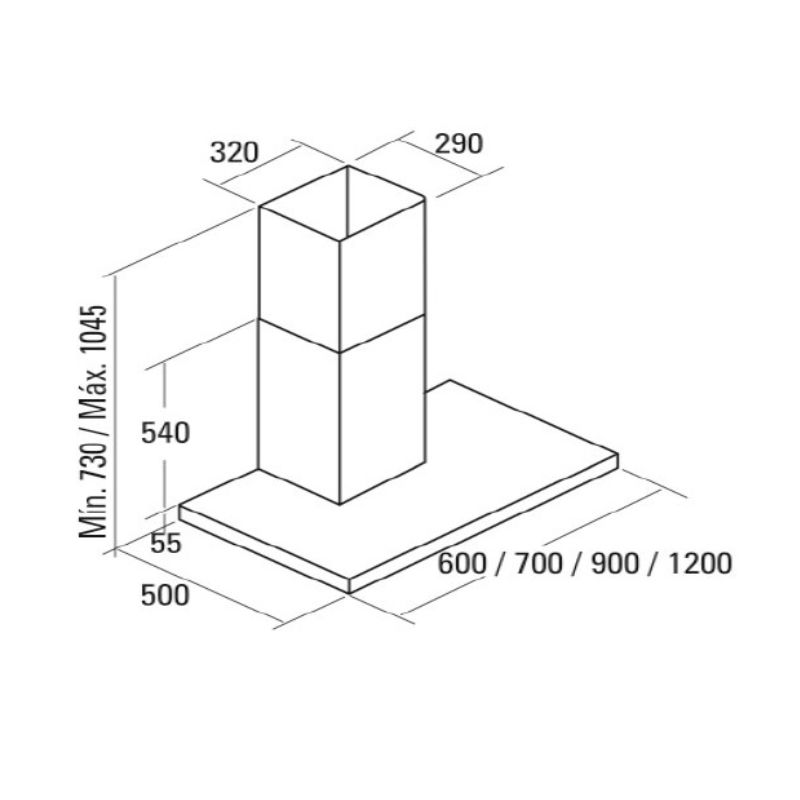 Máy hút mùi áp tường Cata SYGMA VL3 600 /B 5 Kích thước máy hút mùi áp tường Cata SYGMA VL3 600 /B