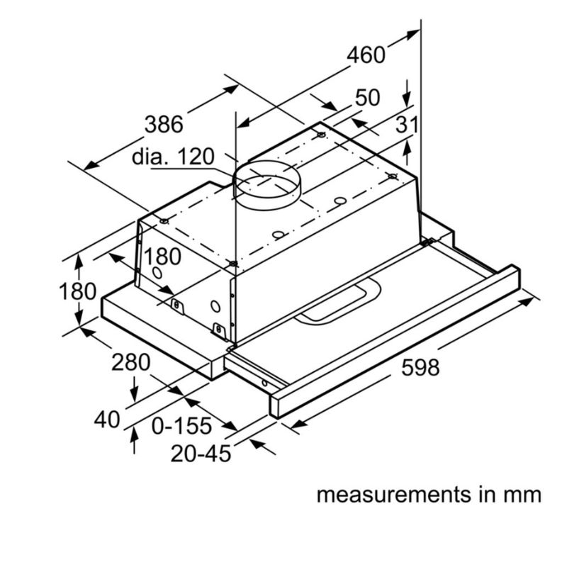 Máy hút mùi Bosch DHI645HX 5 Kích thước máy hút mùi Bosch DHI645HX