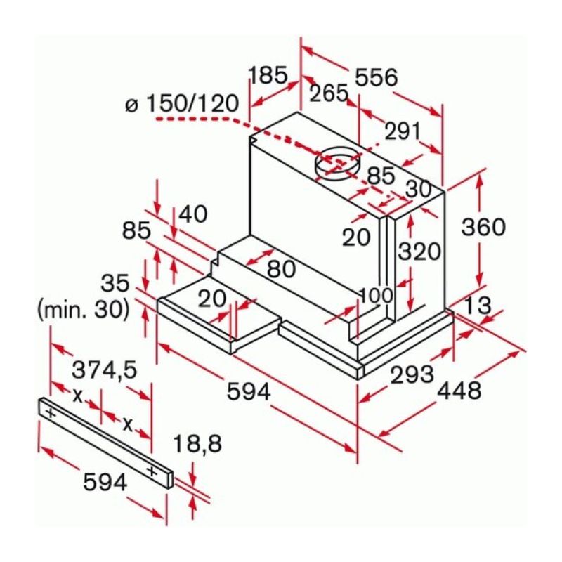 Máy hút mùi Bosch DHI655FX 5 Kích thước máy hút mùi Bosch DHI655FX