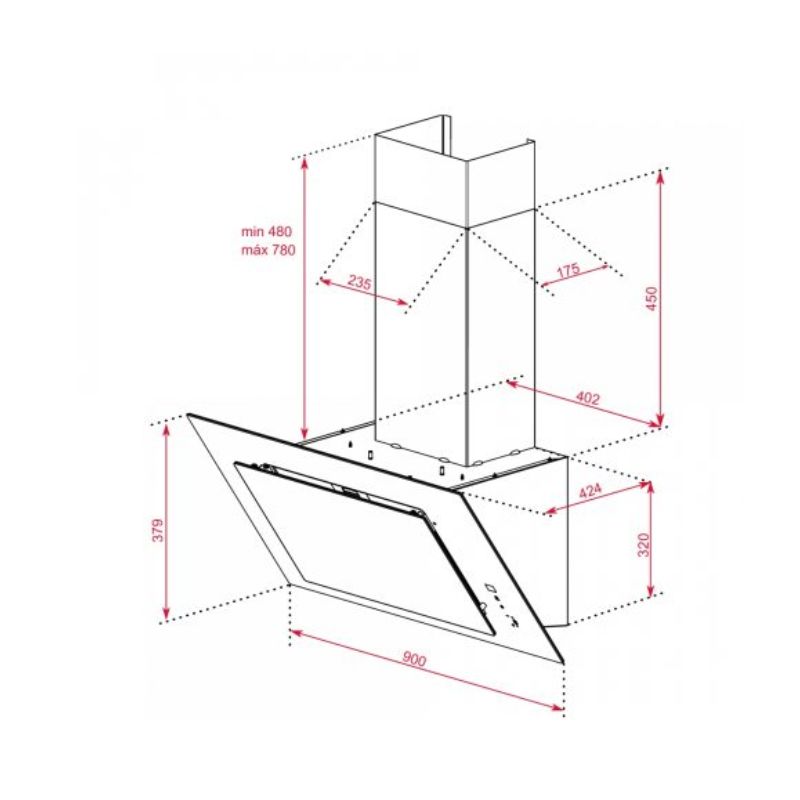 Máy hút mùi TEKA DVT 98660 TBS BK 112930043 5 Kích thước máy hút mùi TEKA DVT 98660 TBS BK