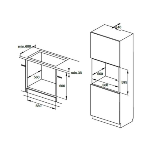 Lò nướng âm tủ Hafele HO-KT60C 534.05.571 9 Kích thước lò nướng âm tủ Hafele HO-KT60C 534.05.571