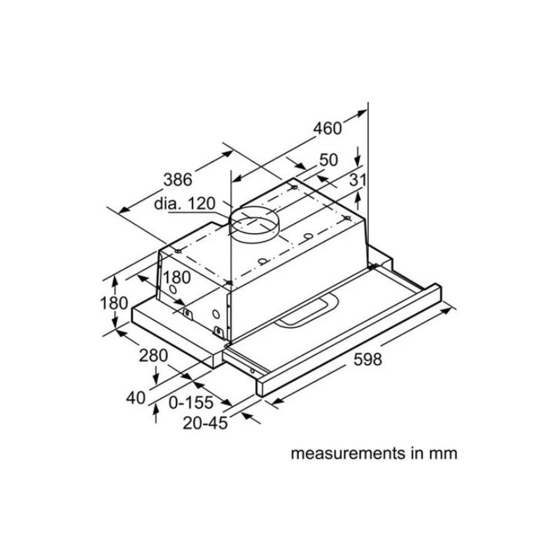 Máy hút mùi Bosch DHI623GSG 53986052 6 kích thước của Máy hút mùi Bosch DHI623GSG 539.86.052