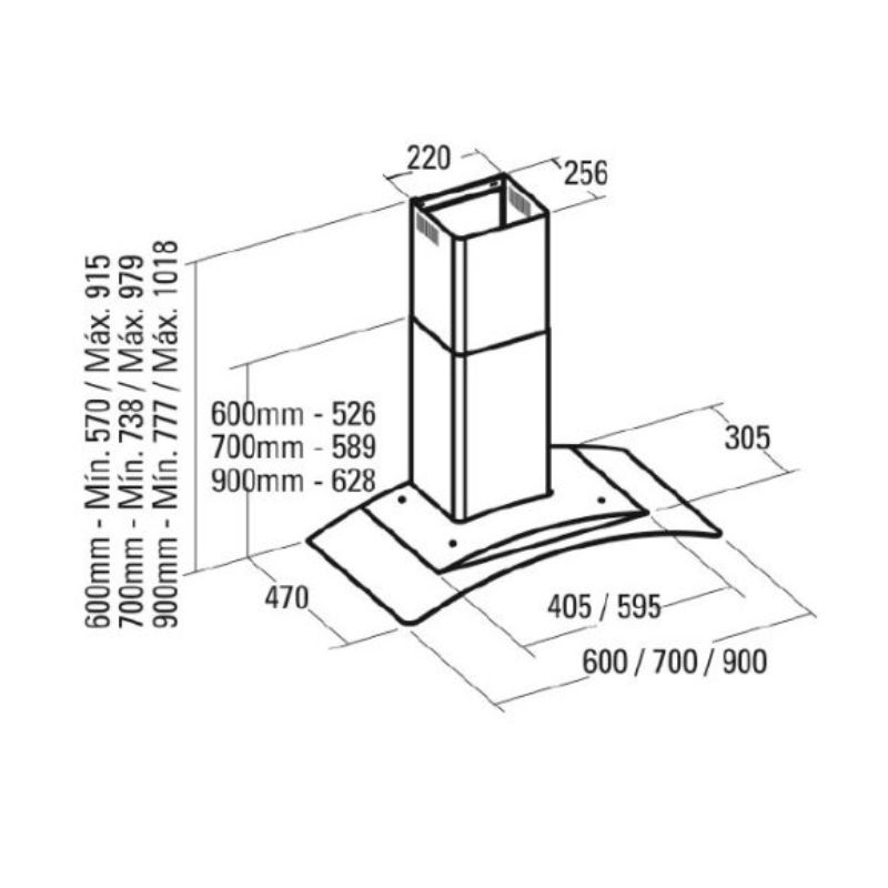 Máy hút mùi Cata C-700 GLASS/C 5 Kích thước máy hút mùi Cata C-700 GLASS/C