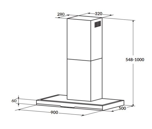 Máy hút mùi ống khói 90cm kiểu mới Rosieres RDSV 985 PN 5 kích thước cùa Máy hút mùi ống khói 90cm kiểu mới Rosieres RDSV 985 PN