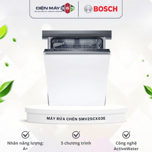Máy rửa chén bát âm tủ toàn phần Bosch SMV25CX03E