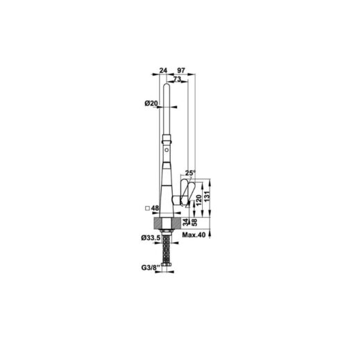 Vòi rửa bát Hafele Hydros HT20-CH1F187 570.82.230 7 Thông số kỹ thuật vòi rửa bát Hafele Hydros HT20-CH1F187 570.82.230