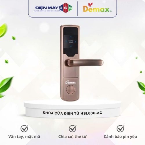 Khóa cửa điện tử Demax HSL606S - AC - Khóa khách sạn tích hợp đầu đọc thẻ