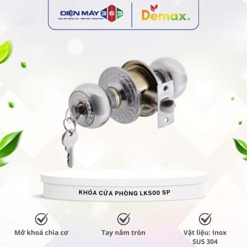 Khóa cửa phòng tay nắm tròn Demax LK500 SP
