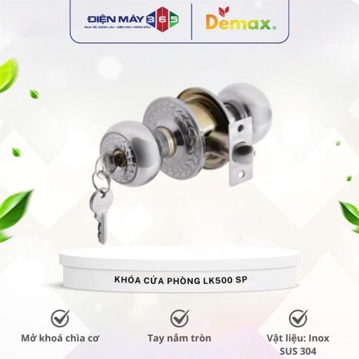 Khoa cua phong tay nam tron Demax LK500 SP