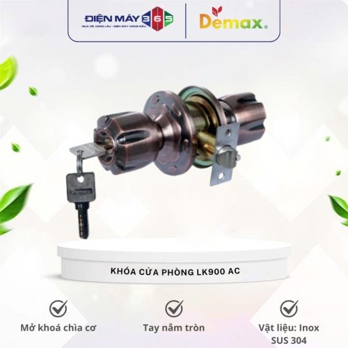 Khóa cửa phòng tay nắm tròn Demax LK900 AC