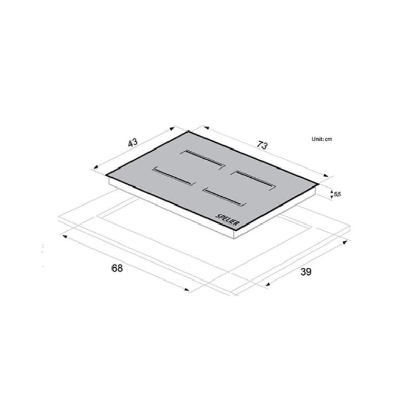 Bếp từ 2 vùng nấu Spelier SPE IC 928 PLUS 4 Kích thước bếp từ 2 vùng nấu Spelier SPE-IC928 PLUS