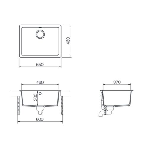 Chậu rửa bát đá Hafele Galba HS-GS5543 570.35.330 6 kích thước của chậu rửa bát đá Hafele Galba HS-GS5543 570.35.330
