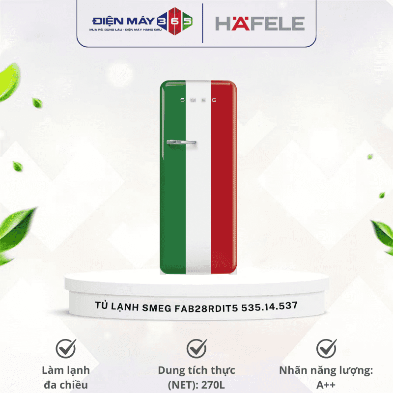 Tủ lạnh Hafele Smeg FAB28RDIT5 535.14.537 màu cờ Ý 3 Tủ lạnh Hafele Smeg FAB28RDIT5 535.14.537 màu cờ Ý