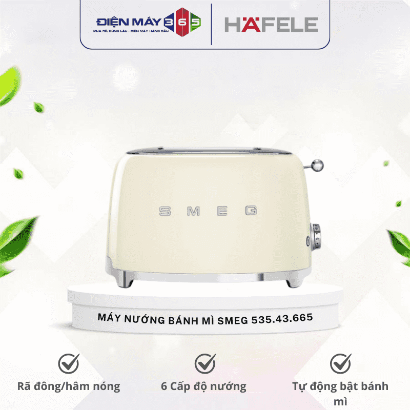 Máy nướng bánh mì Hafele Smeg TSF01CREU 535.43.665 màu kem 3 Máy nướng bánh mì Hafele Smeg TSF01CREU 535.43.665 màu kem