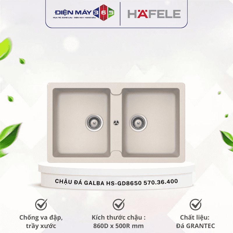 Chậu đá Hafele GALBA HS-GD8650 570.36.400 3 Chậu đá Hafele GALBA HS-GD8650 570.36.400